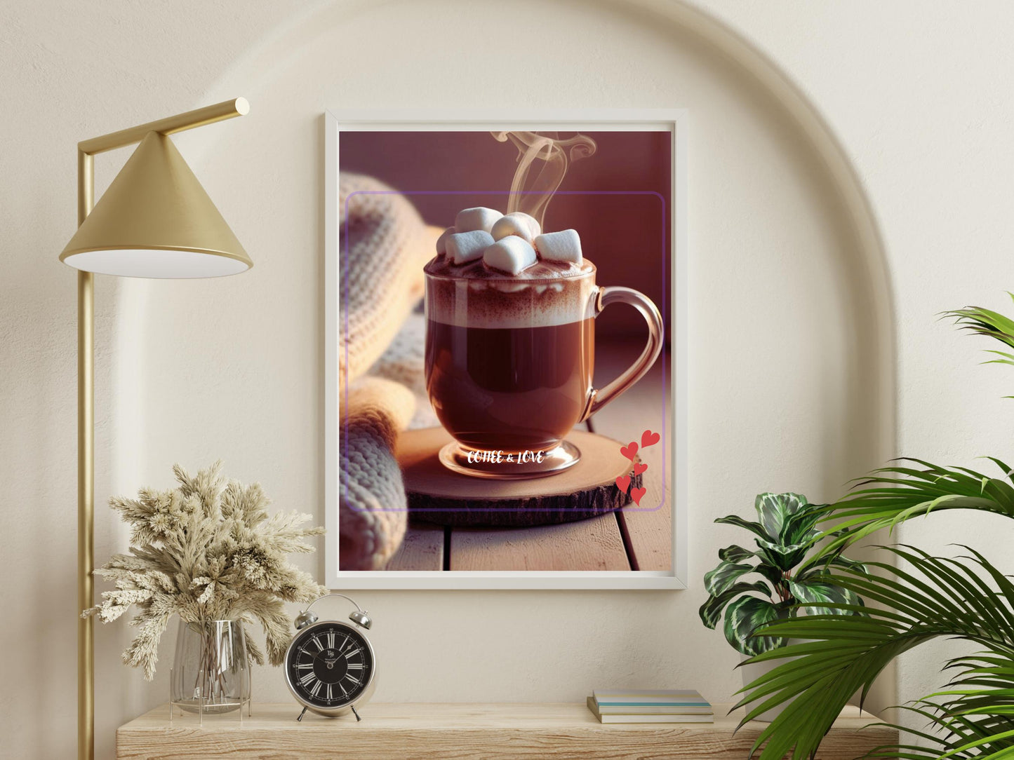 Coffee & Love Digital Art Print – Cozy Instant Download | Printable Wall Art by Cloaked Creatives. Beautiful Office and Kitchen Wall Art.