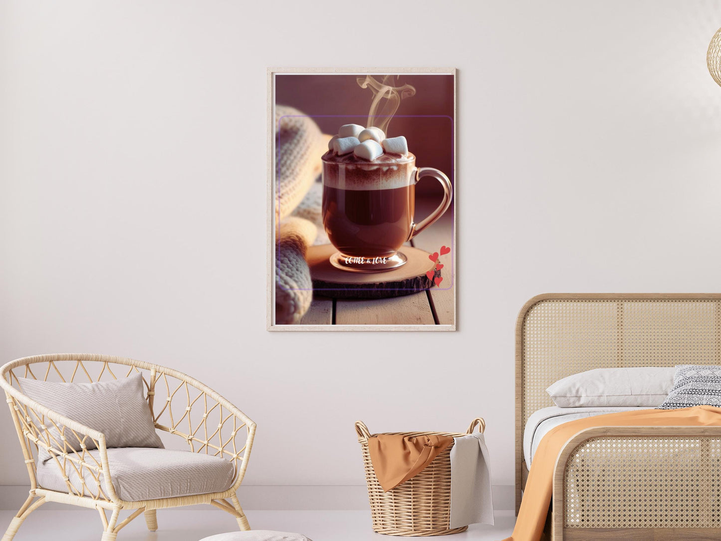 Coffee & Love Digital Art Print – Cozy Instant Download | Printable Wall Art by Cloaked Creatives. Beautiful Office and Kitchen Wall Art.