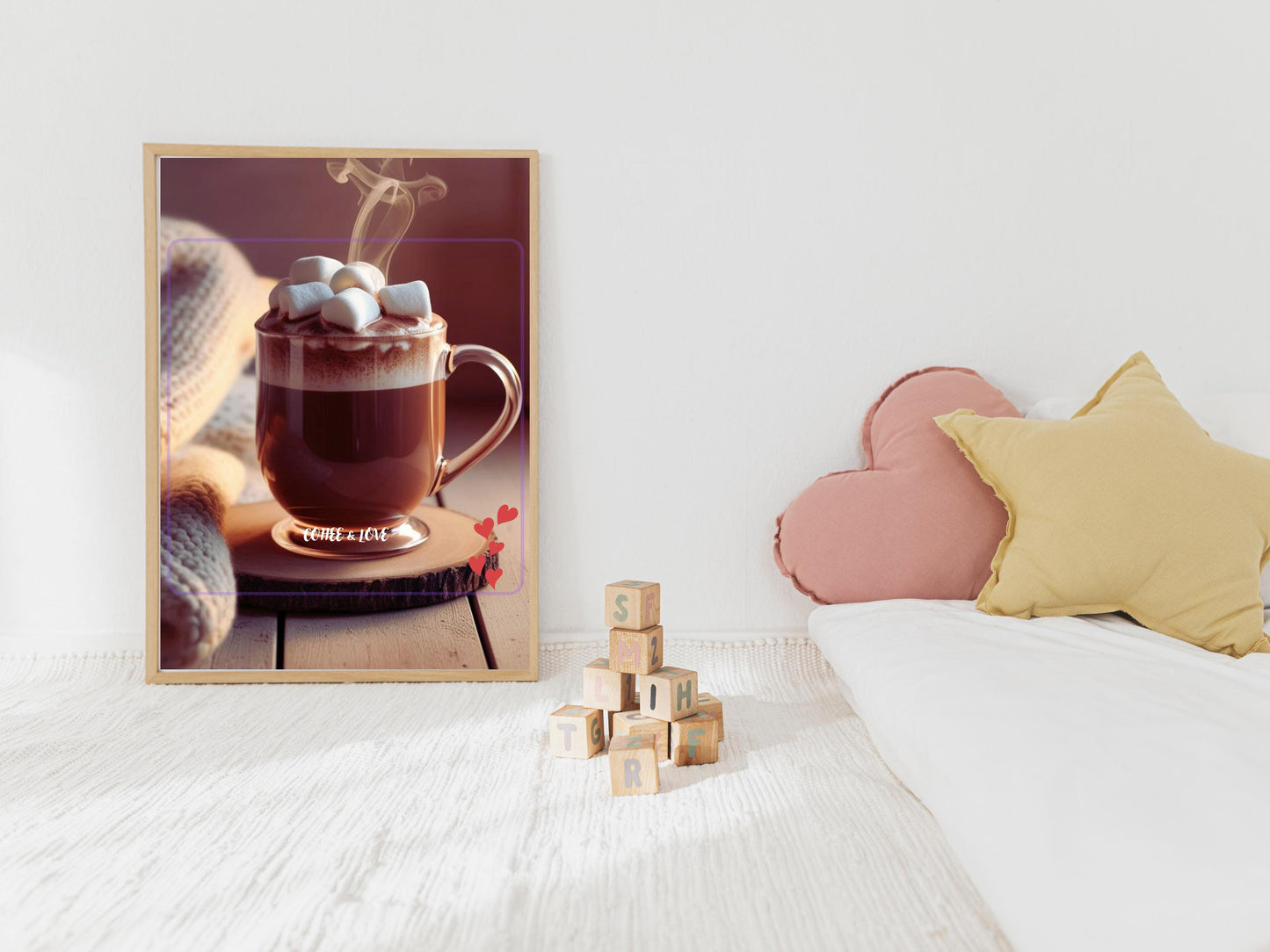 Coffee & Love Digital Art Print – Cozy Instant Download | Printable Wall Art by Cloaked Creatives. Beautiful Office and Kitchen Wall Art.