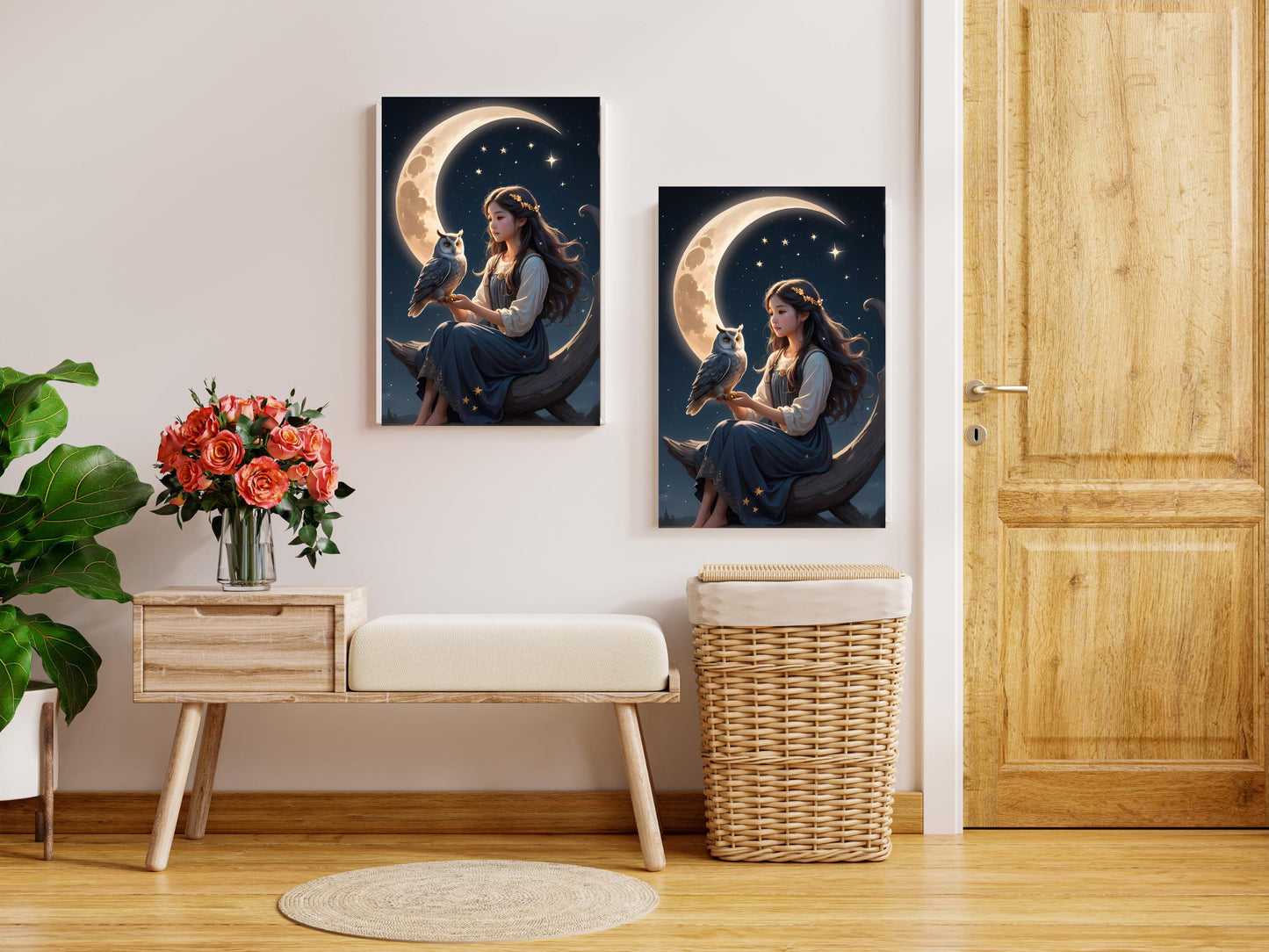 Glowing Owl Art; Digital Print, Wall Celestial Owl Print: Printable Wall Art. Stargazer Gift