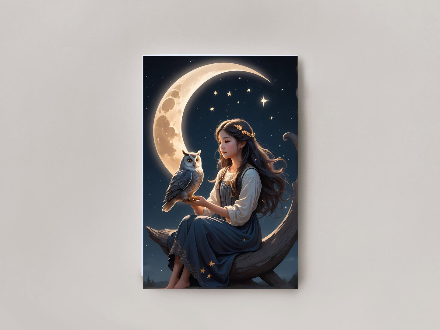 Glowing Owl Art; Digital Print, Wall Celestial Owl Print: Printable Wall Art. Stargazer Gift