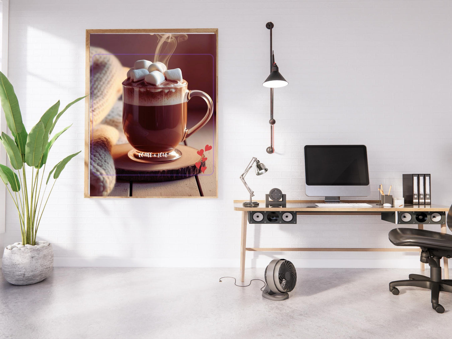Coffee & Love Digital Art Print – Cozy Instant Download | Printable Wall Art by Cloaked Creatives. Beautiful Office and Kitchen Wall Art.