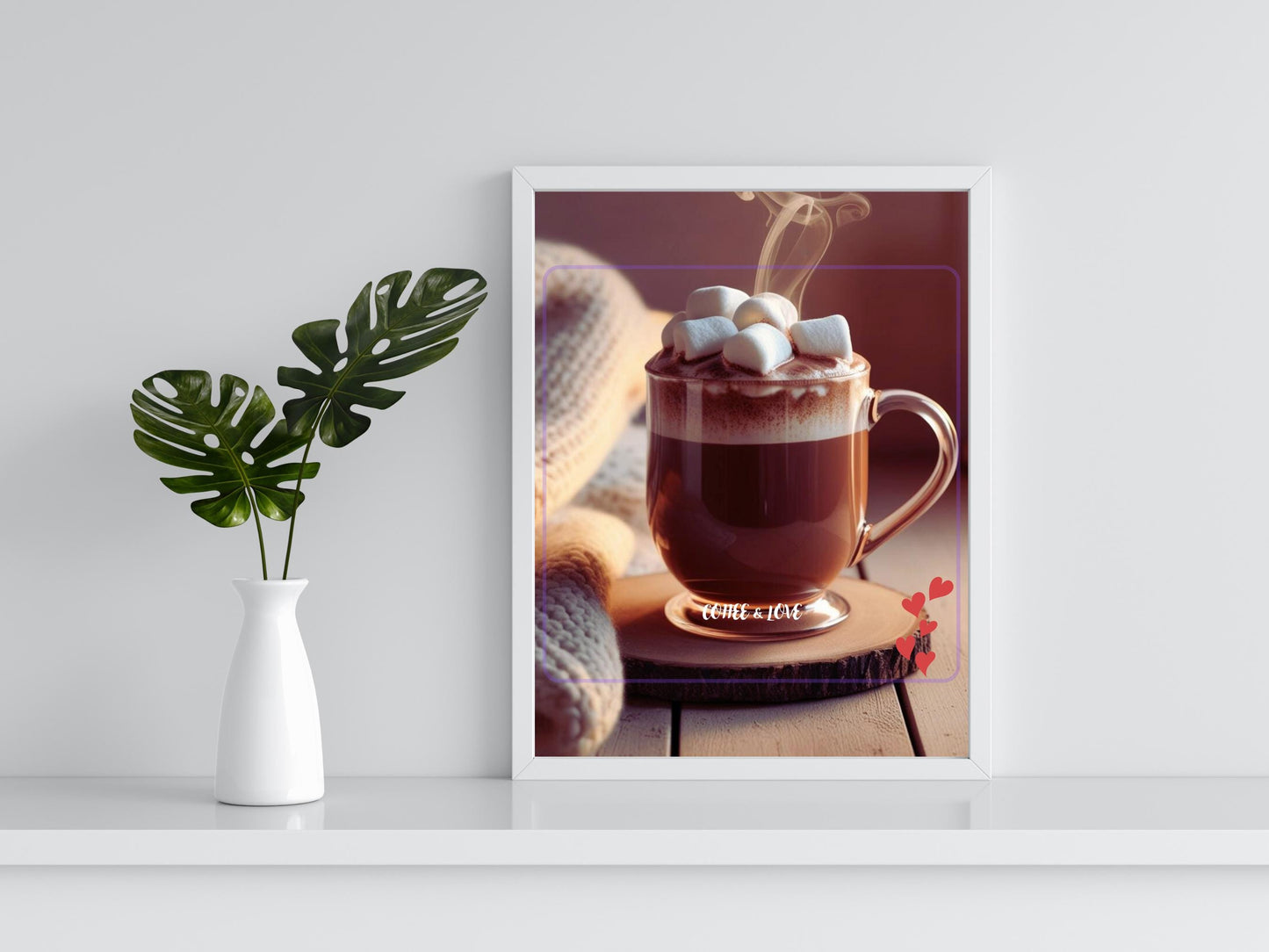 Coffee & Love Digital Art Print – Cozy Instant Download | Printable Wall Art by Cloaked Creatives. Beautiful Office and Kitchen Wall Art.