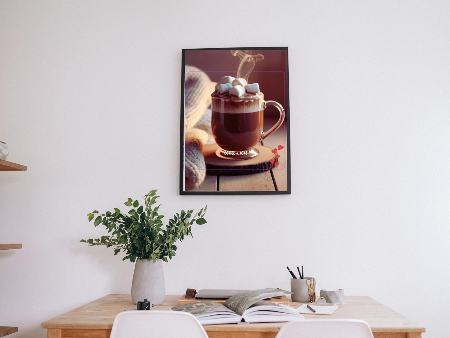 Coffee & Love Digital Art Print – Cozy Instant Download | Printable Wall Art by Cloaked Creatives. Beautiful Office and Kitchen Wall Art.