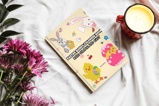 Easter Bunny Coloring Book. This fun and relaxing Easter-themed coloring book is perfect for kids, adults, seniors, and those with attention challenges. Featuring simple, easy-to-color images of cute bunnies, decorated eggs, spring flowers